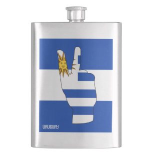 Uruguay Flag Victory Sign Patriotic Flask