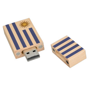Uruguay flag wood flash drive