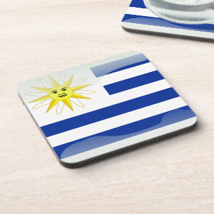 Uruguay glossy flag drink coaster