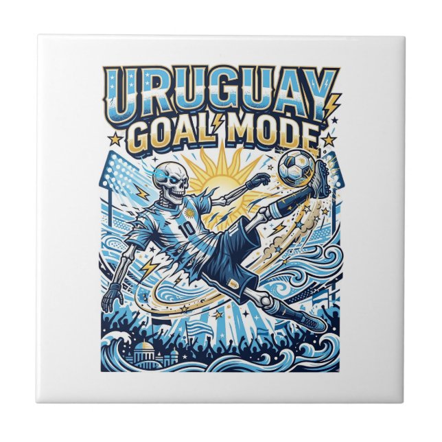 Uruguay Goal Mode Skeleton Striker Nations Dynamic Ceramic Tile (Front)