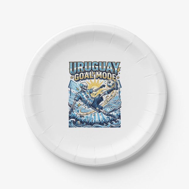 Uruguay Goal Mode Skeleton Striker Nations Dynamic Paper Plates (Front)