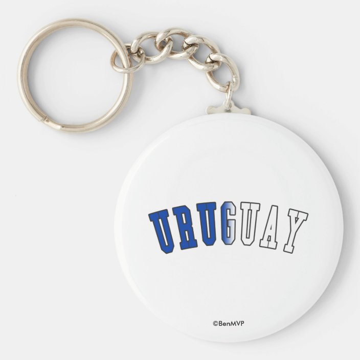 Uruguay in National Flag Colors Keychain