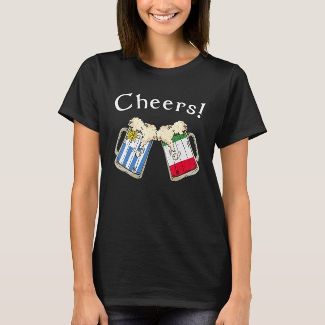 Uruguay Italy Flag Cheers Beer Grown Patriot Count T-Shirt (Front)
