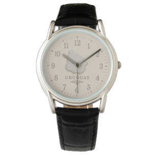 Uruguay Map Cream Silver Watch