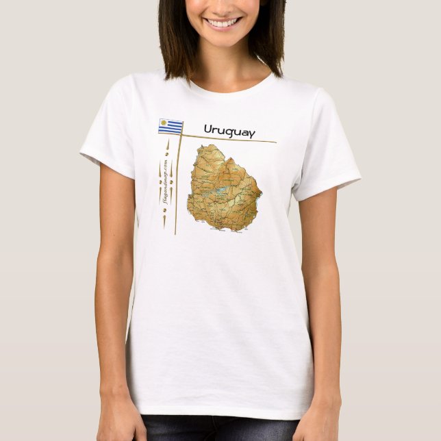 Uruguay Map + Flag + Title T-Shirt (Front)