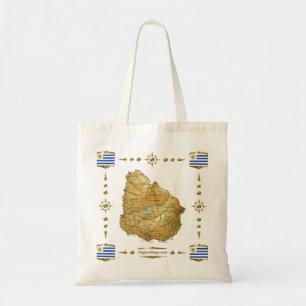 Uruguay Map + Flags Bag