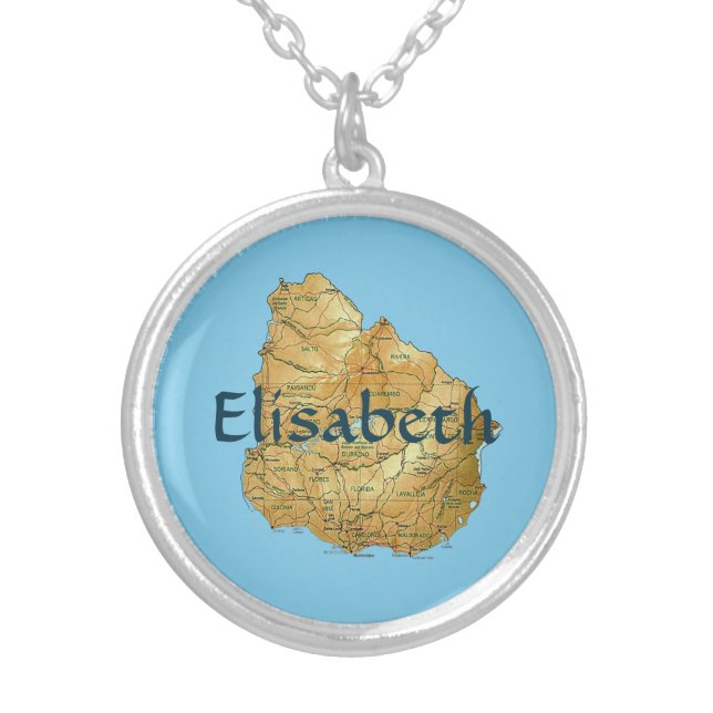 Uruguay Map + Name Necklace (Front)