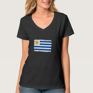 Uruguay Map With Heartbeat Vintage Flag Uruguay T-Shirt