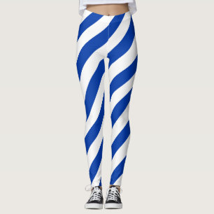 Uruguay National Flag Colors Diagonal Striped Leggings