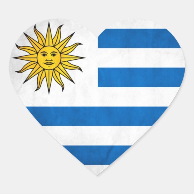 Uruguay National Flag Heart Sticker (Front)