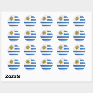 Uruguay Round Icon Flag Classic Round Sticker