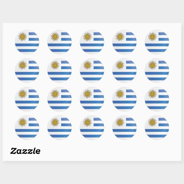 Uruguay Round Icon Flag Classic Round Sticker (Sheet)
