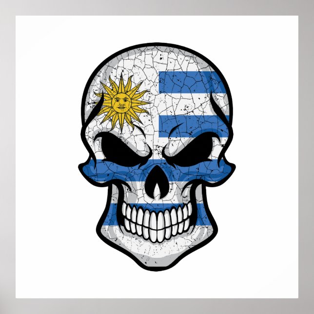 Uruguay Smiling Skull Flag Poster (Front)