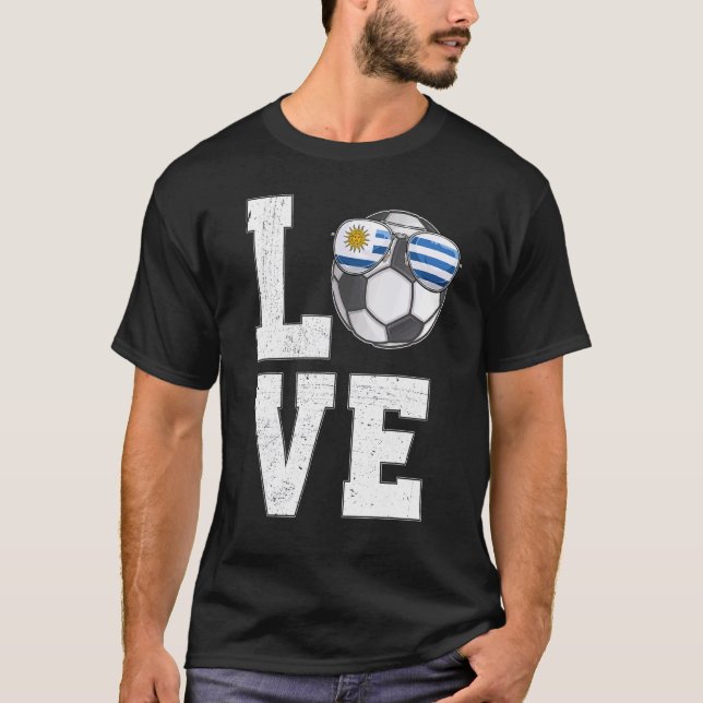 Uruguay Soccer Love Uruguayan Fan Flag T-Shirt (Front)