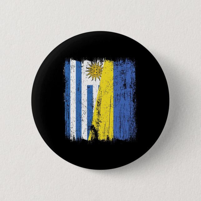 Uruguay Ukraine Half Flag Uruguayan Ukrainian Heri Button (Front)