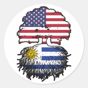 Uruguay Uruguayan American USA Tree Roots Flag Classic Round Sticker