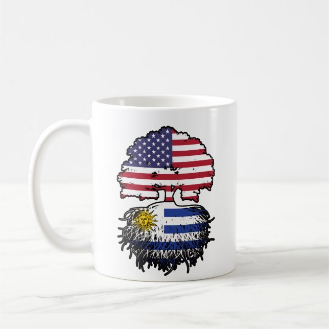 Uruguay Uruguayan American USA Tree Roots Flag Coffee Mug (Left)