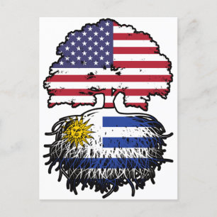 Uruguay Uruguayan American USA Tree Roots Flag Postcard