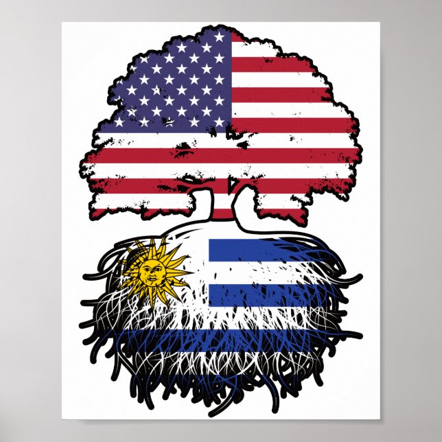 Uruguay Uruguayan American USA Tree Roots Flag Poster (Front)