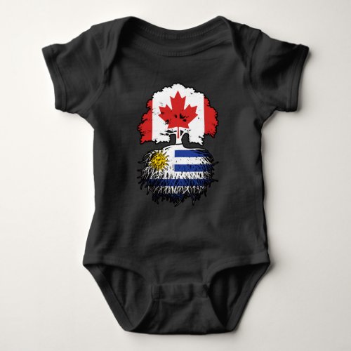 Uruguay Uruguayan Canadian Canada Tree Roots Flag Baby Bodysuit