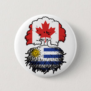 Uruguay Uruguayan Canadian Canada Tree Roots Flag Button