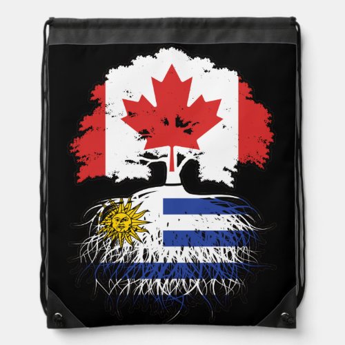 Uruguay Uruguayan Canadian Canada Tree Roots Flag Drawstring Bag