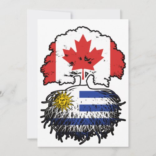 Uruguay Uruguayan Canadian Canada Tree Roots Flag Invitation