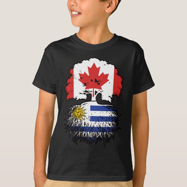 Uruguay Uruguayan Canadian Canada Tree Roots Flag T-Shirt (Front)