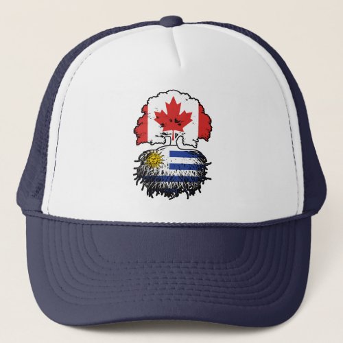 Uruguay Uruguayan Canadian Canada Tree Roots Flag Trucker Hat