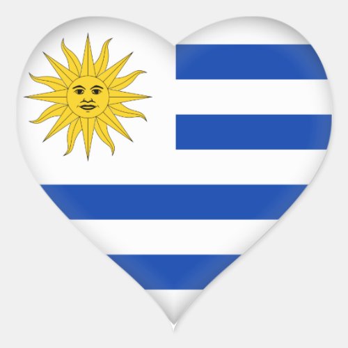Uruguay Uruguayan  Flag Heart Sticker