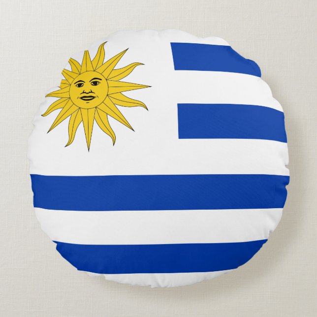 Uruguay (Uruguayan)  Flag Round Pillow (Front)