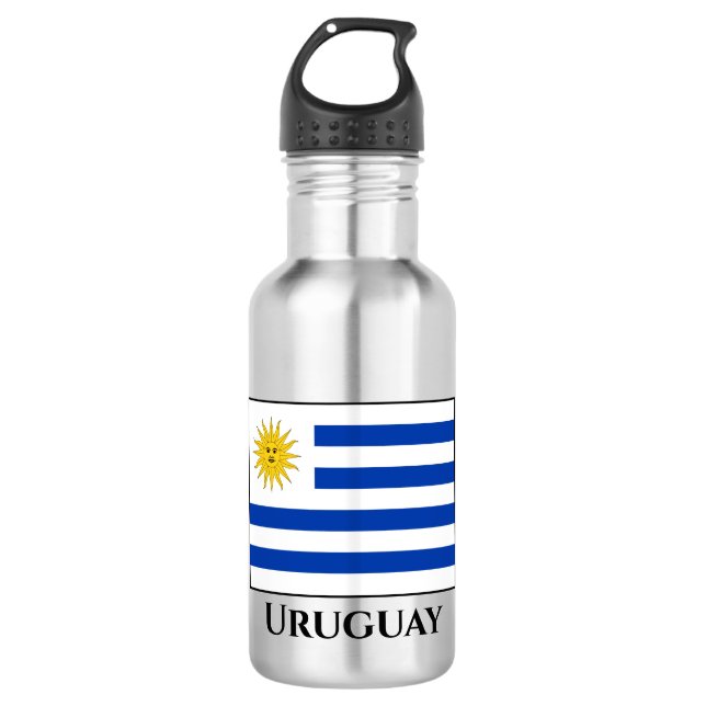 Uruguay (Uruguayan) Flag Stainless Steel Water Bottle (Front)
