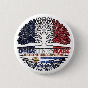 Uruguay Uruguayan French France Tree Roots Flag Button