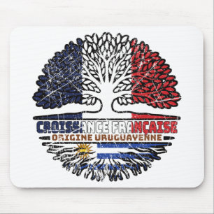 Uruguay Uruguayan French France Tree Roots Flag Mouse Pad