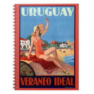 Uruguay Veraneo Ideal Vintage Travel Poster Notebook