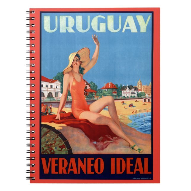 Uruguay Veraneo Ideal Vintage Travel Poster Notebook (Front)