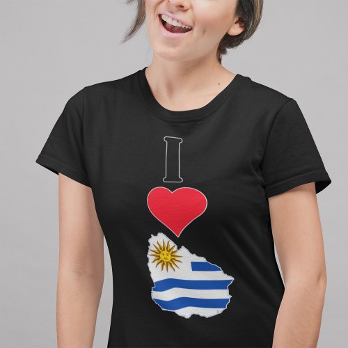 Uruguay Vertical I Love Uruguayan Flag Map Womens T_Shirt
