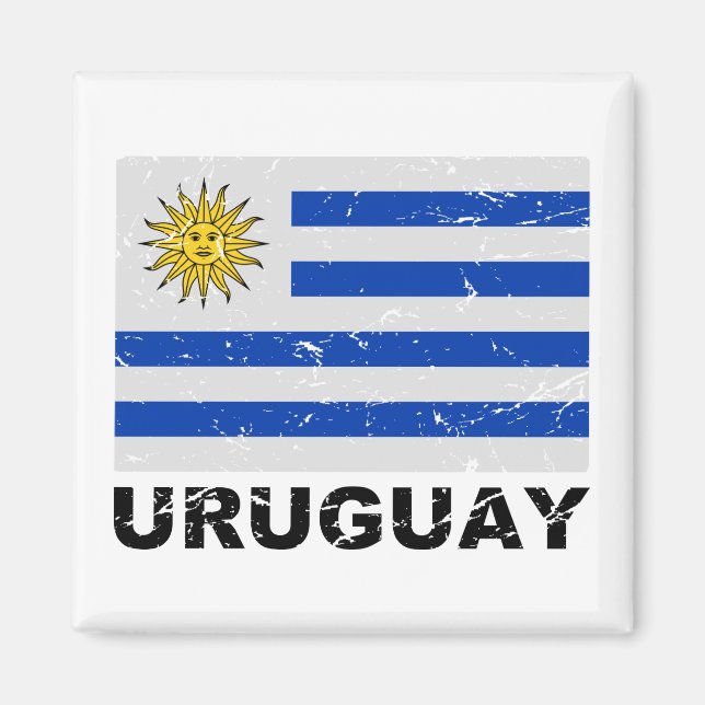 Uruguay Vintage Flag Magnet (Front)
