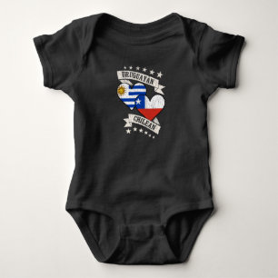 Uruguayan Chilean Heart Flags Uruguay Chile Baby Bodysuit