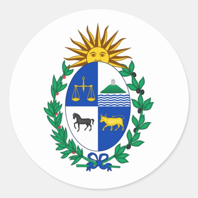 Uruguayan Coat of Arms, Uruguay Classic Round Sticker (Front)