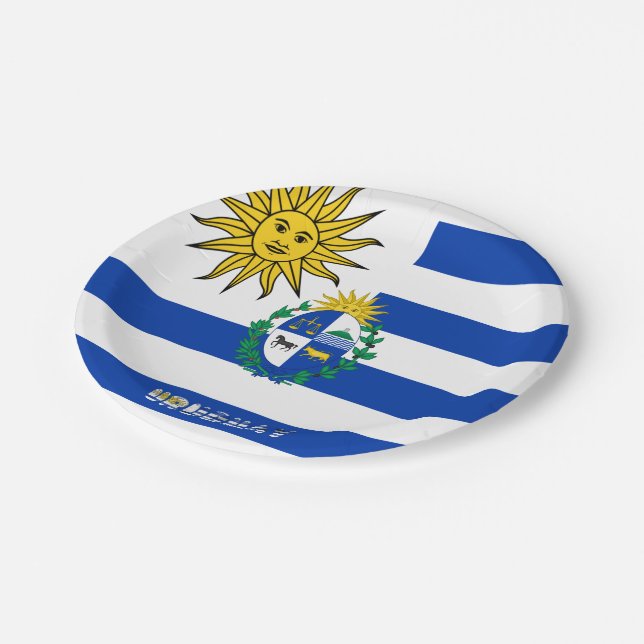 Uruguayan flag-coat of arms paper plates (Angled)