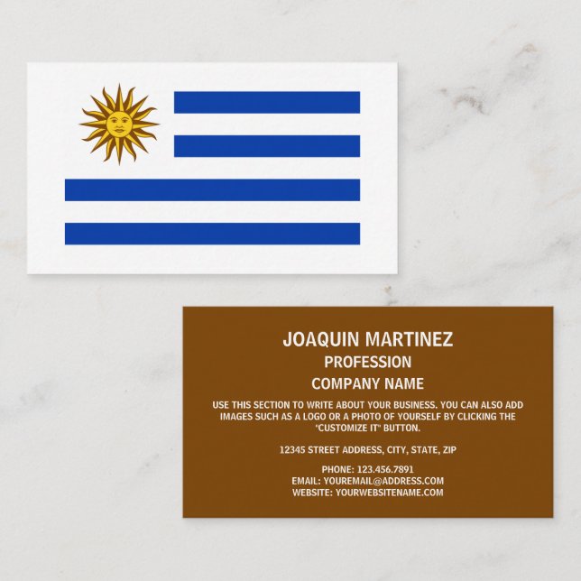 Uruguayan Flag, Flag of Uruguay Business Card (Front/Back)