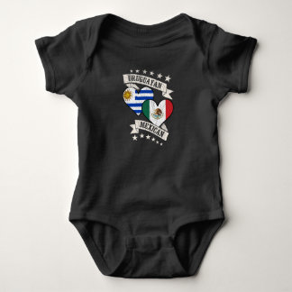 Uruguayan Mexican Heart Flags Uruguay Mexico Baby Bodysuit
