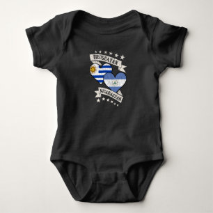 Uruguayan Nicaraguan Heart Flags Uruguay Nicaragua Baby Bodysuit