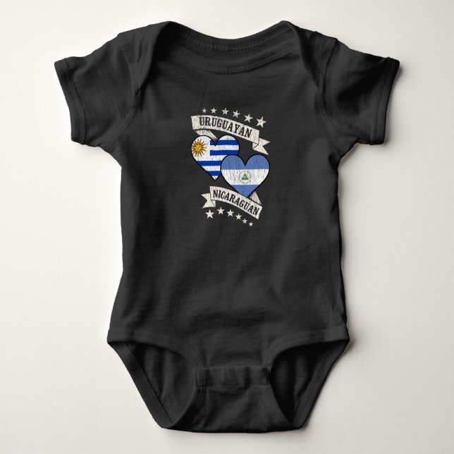Uruguayan Nicaraguan Heart Flags Uruguay Nicaragua Baby Bodysuit (Front)