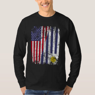 URUGUAYAN ROOTS Half American Flag URUGUAY T-Shirt