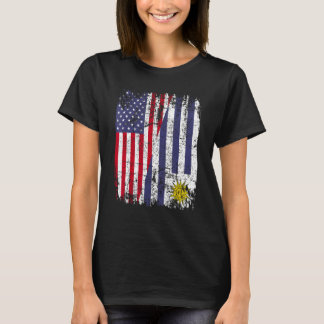 URUGUAYAN ROOTS Half American Flag URUGUAY T-Shirt