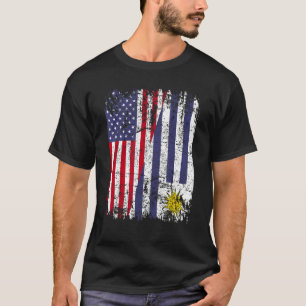 URUGUAYAN ROOTS Half American Flag URUGUAY T-Shirt