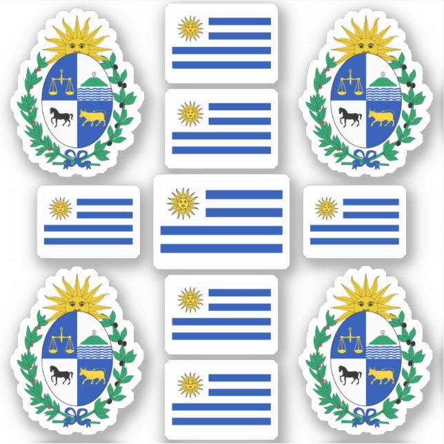Uruguayan state symbols / coat of arms and flag sticker (Front)