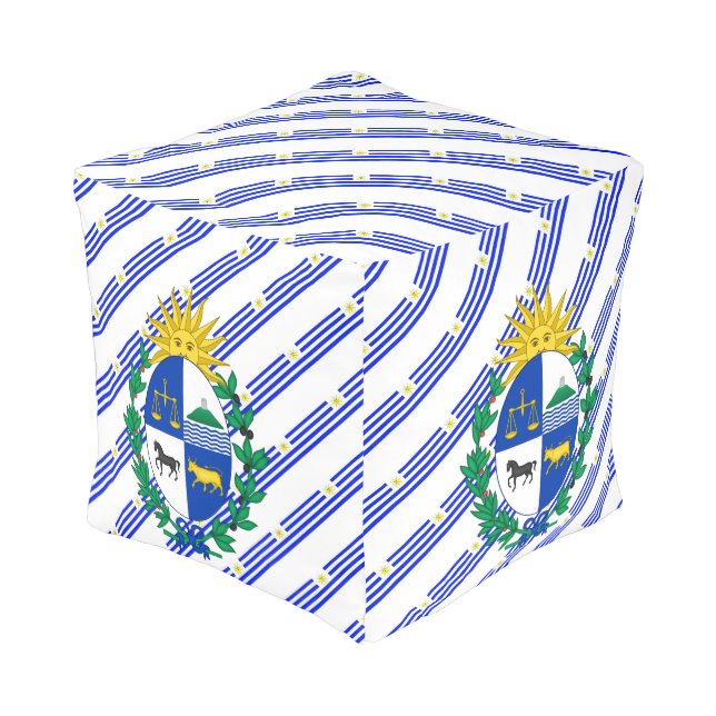 Uruguayan stripes flag pouf (Angled Front)
